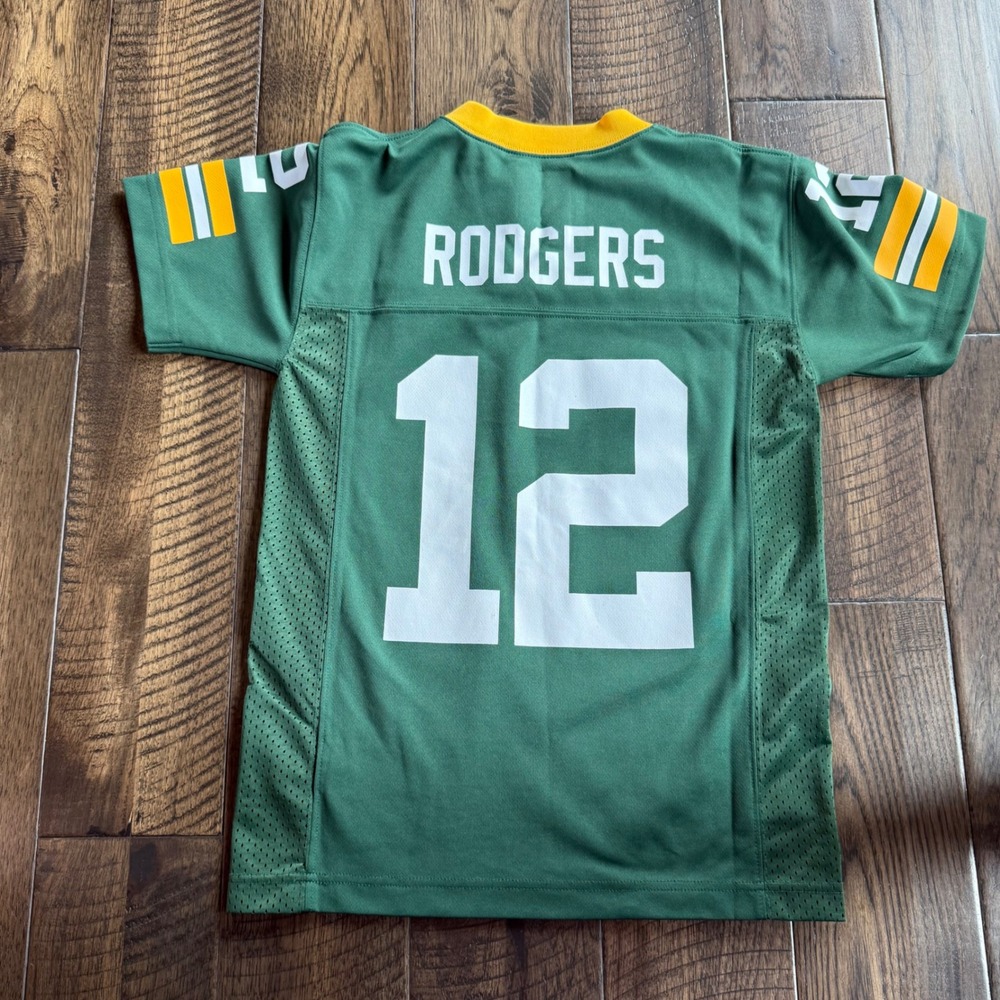 NFL Green Bay Packers Aaron Rodgers 12 Youth Small 8 Jersey Green Gold - Picture 3 of 3
